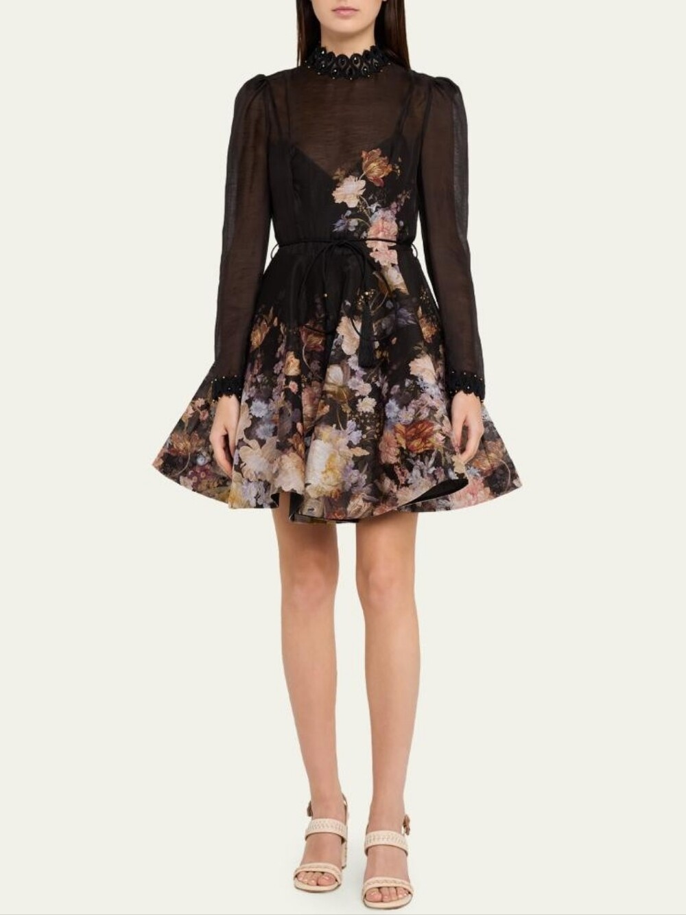 Zimmermann Valiant Embellished Floral Mini Dress